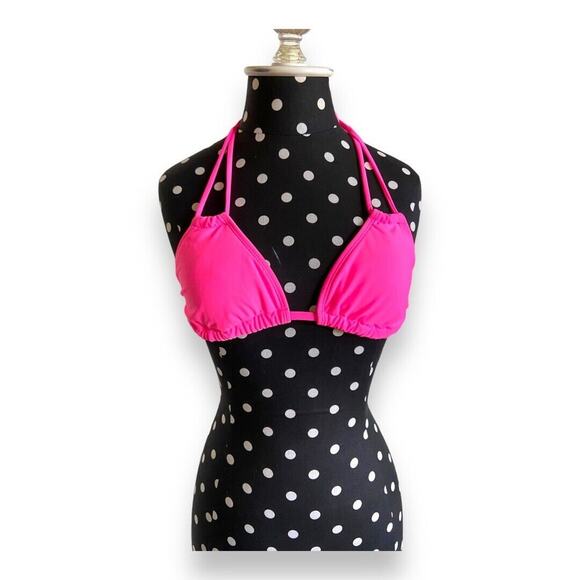 No Boundaries Womens Bikini Top Sz S 3 5 Hot Pink String Removable Pads Juniors - Picture 1 of 6